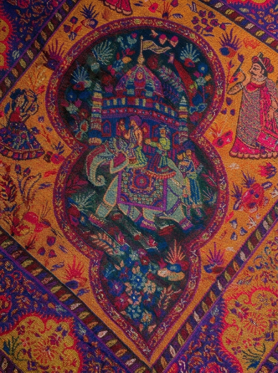 Jewel-Toned Royal Mughal Silk Kaani Dupatta