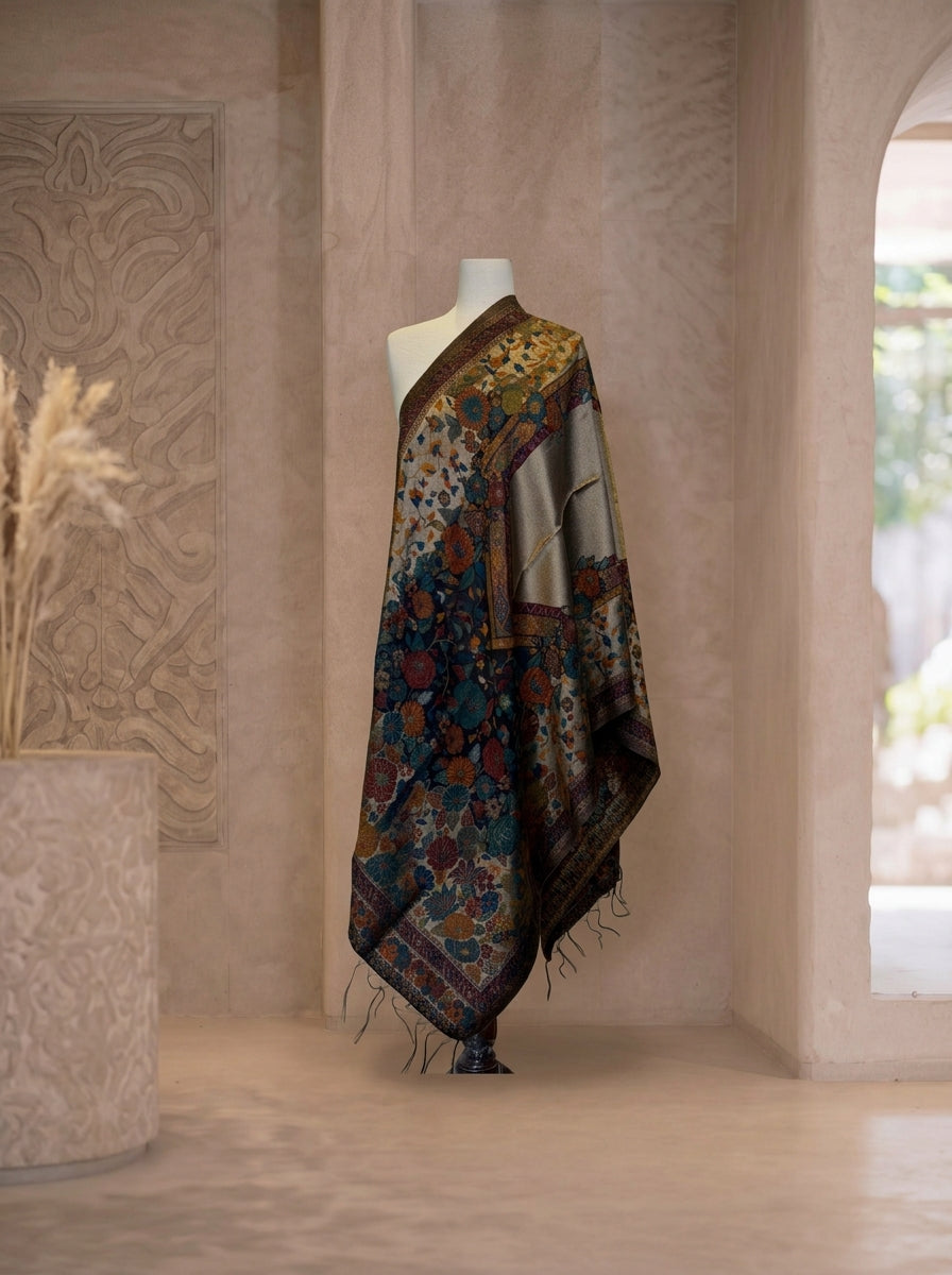 Moonlight Floral Metallic Scarf