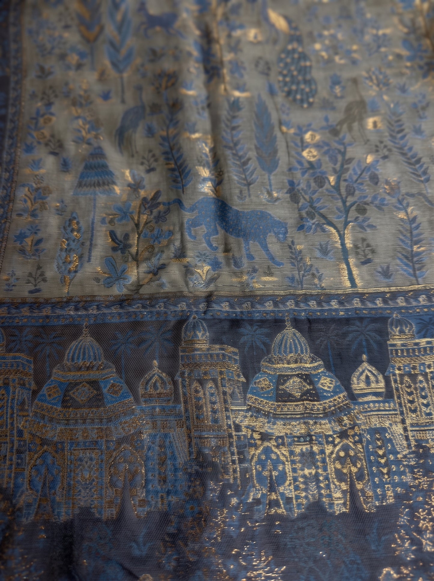 Slate Blue Silk Kaani Dupatta